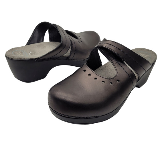 Dansko Susana Clogs Black Leather Cross Strap Mary‎ Jane Comfortable Shoes sz 42 - Picture 1 of 8